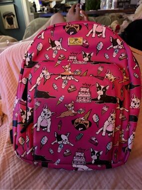 Betsey Johnson Pink French Bulldog Print Backpack